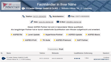 AGFEO Fachhändler der Region